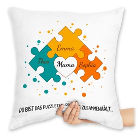 Cushion 40 x 40 cm Decorative Cushion Mum from 3 Children I Mum Mother's Day Gift from Three Siblings I Gift from 3 Daughters for Mother I Gift Mum from Three Sons I