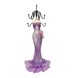 WE 10" Jewelry Stand Holder Mannequin Necklace Display Orgaziner Purple Evening Gown Jewelry Stand