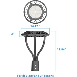 rgbylediison 100W LED Post Top Pole Lights, 14000lm 5000K LED Circular Area lamp, Waterproof Outdoor 3inch Round Pole Fixture Parking lot Light Pathway Lamp Top Yard Street Light