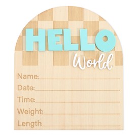 Racing Hello World Bulletin Board - Little Racer Birth Information Record,Fast Race Car Checkered Wooden Board, Newborn Milestone Announcement Sign,Hospital Nursery Racing Card Photo Props.