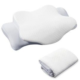 HunnmingRe Cervical Pillow Case Cover Comfortable and Breathable Memory Foam Cervical Neck Pillow Case Cover with Zipper(White,Queen Size)