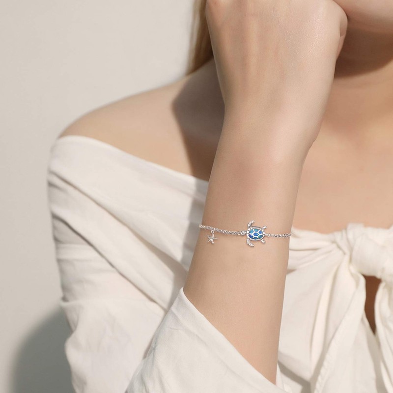 Winnicaca Sea-Themed Sterling Silver Bracelet with Turtle / Octopus /