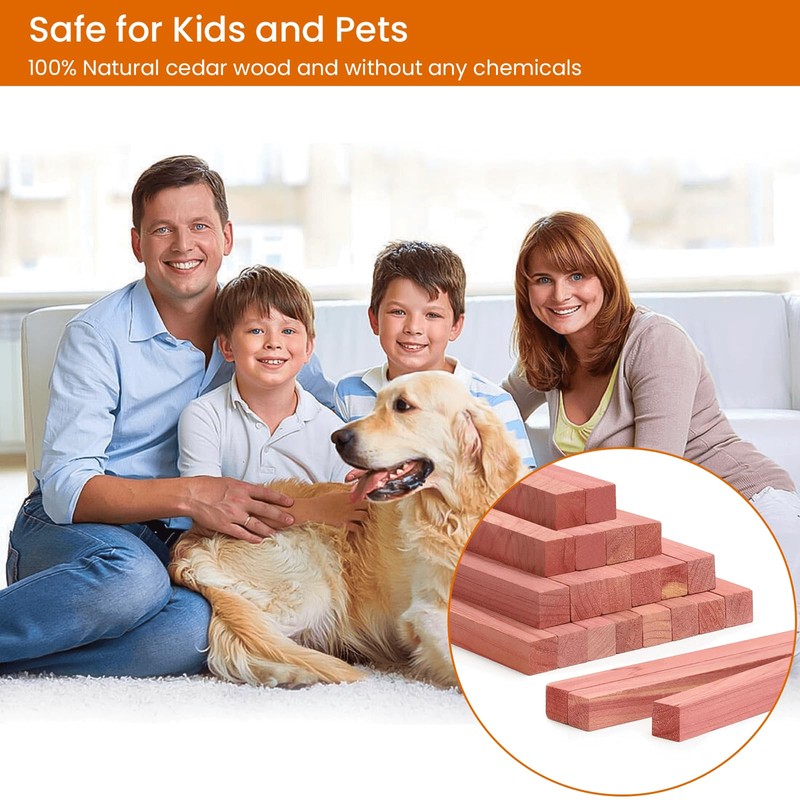 Homode Cedar Blocks for Clothes Storage, 50Pcs Cedar Sticks, Aromatic