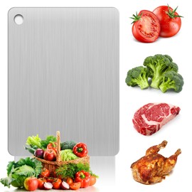 Fidqiog Titanium Cutting Board, Stainless Steel Cutting Boards for Kitchen, Double Sided Food-Grade 304 Chopping Board for Meat, Fruit & Vegetable, Rust Resistant Cutting Board (30 * 20cm)