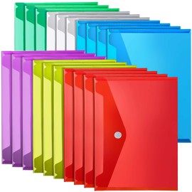 LEOBRO Plastic File Folders for Documents, 20 Pack Plastic Envelopes, Clear Plastic Folders Plastic Envelopes for Documents, Reusable Clear File Folders Plastic File Bag Poly Filling Envelope, A4 Size