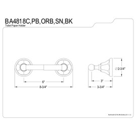 Kingston Brass BA4818C Metropolitan Toilet Paper Holder, 8-3/4-Inch, Polished Chrome