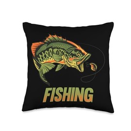 Angler, Fischer, Angel Fish Fish Outifts And Gifts Angel, Angler Fisherman Outfit Bass Fishing Throw Pillow, 16x16, Multicolor
