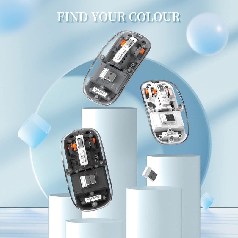 UrChoiceLtd T900 Kabellose Bluetooth-Maus, Multi-Device Slim Cordless Mouse (Dual-Mode: BT