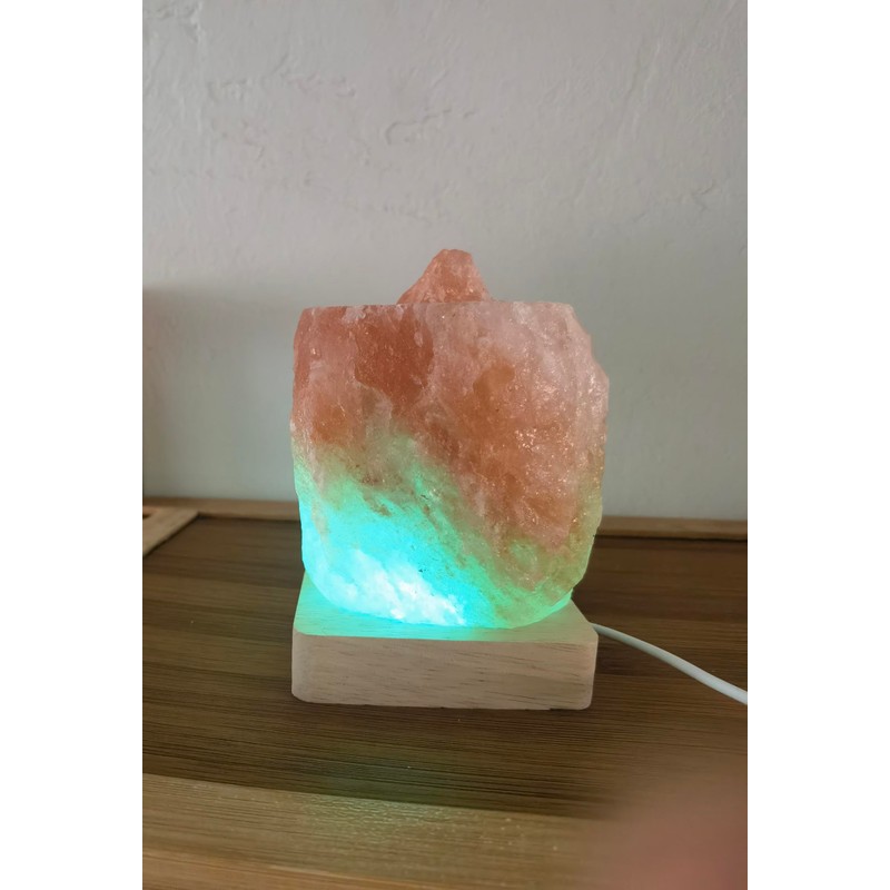 YZYOE USB Colour Gradient Himalayan Salt lamp,Solid Wood Based Atmosphere