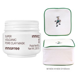 Innisfree Super Volcanic Pore Mask Exfoliation Brightening Blackhead + Play Green Cosmetic Pouch (Green) / 이니스프리 수퍼 화산송이 모공 마스크  각질제거 브라이트닝 블랙헤드+플레이그린 화장품 파우치 (그린)