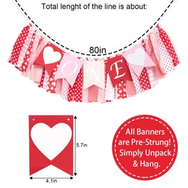 Valentines Day 1st Birthday High Chair Banner - Little Sweetheart One Birthday Banner, Happy Valentines Day Highchair Garland, Valentine Heart First Birthday Party Decoration, Valentines Theme Party