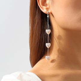 Stocking Stuffers Love Heart Pearl Earrings for Women Pearl Stud Earrings Long Pearl Tassel Earrings Pearl Earrings Jewelry Gifts for Prom Wedding
