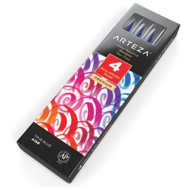 Arteza Real Brush Pens, A168 True Blue, Pack of 4, Watercolor Pens with Nylon Brush Tips, Art Supplies for Dry-Brush Painting, Sketching, Coloring & Calligraphy
