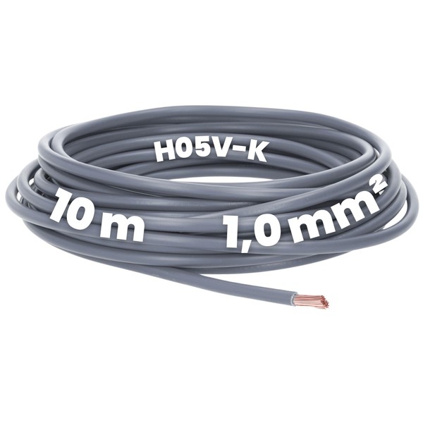 Kalitec 10 Metres H05V-K 1 mm² Grey Wiring Cable I