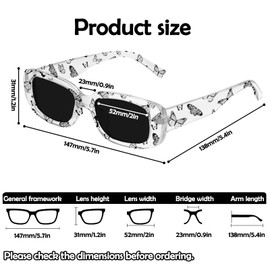 Miwasion Rectangle Sunglasses for Women Trendy Retro Fashion Sunglasses UV Protection Rectangle Frame(Balck-Butterfly)