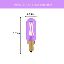 Beonllay Small Base Purple Light Bulb E12 Colored Chandelier Light Bulbs, 4W 40 Watt Equivalent Dimmable Purple Candelabra Light Bulbs, 6 Pack