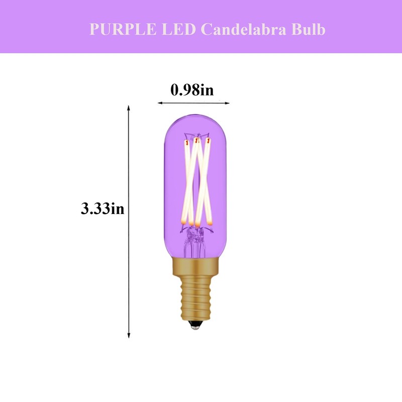 Beonllay Small Base Purple Light Bulb E12 Colored Chandelier Light