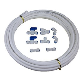 Lemoy 1/4" Quick Connect Water Purifiers Tube Fittings for RO Water Reverse Osmosis System（Ball Valve+Y+L+I+T Type）+5 meters（15 feet） tubing hose pipe（white） for RO Water Reverse Osmosis System