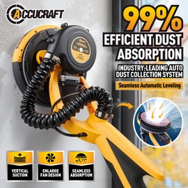Drywall Sander, 800W Powerful Electric Drywall Sander with Vacuum, 99% Dust Absorption Dust-free Design, 7 Variable Speed 900-1800RPM, 26' Power Cord, LED Light, for Popcorn Ceiling etc