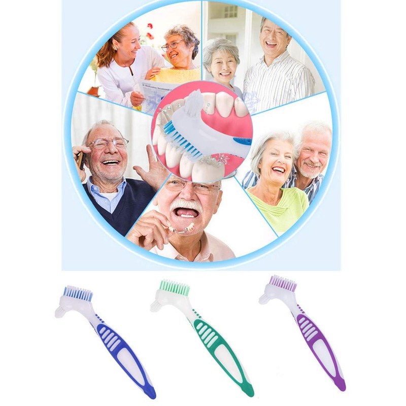qiangXINGYai 3 Pcs Denture Cleaning Brush Portable Cleaning Brush False