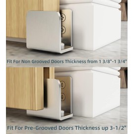 JUBEST Stainless Steel Floor Guide Wall Mount Sliding Barn Door Hardware Up to 1-3/4"W 1-7/8"H Set of 2