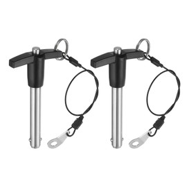 uxcell 2Pcs T Handle Lock Pins, 10mm x 50mm Usage Length Stainless Steel Push-Button Quick Release Pin