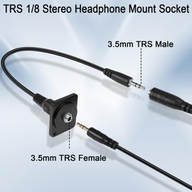 QIANRENON TRS 3.5mm Panel Mount Audio Adaptor 3.5mm TRS Male to Female Short Cable Mount Connector TRS 1/8 Stereo Headphone Mount Socket, D/XLR Panel Mount, for 3.5mm Audio Expansion, 20cm/7.9in