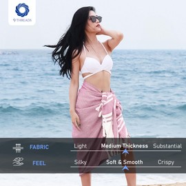 9Threads Cotton Turkish Beach Towel with Bag Towels Oversized 36"x72" Pool Absorbent Extra Large Quick Dry Sand Travel Towel (Pink, 2 Pack)