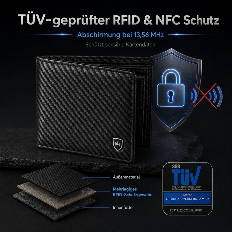 Kronenschein® Premium Men’s Wallet Made of Nappa Leather, RFID Protection,