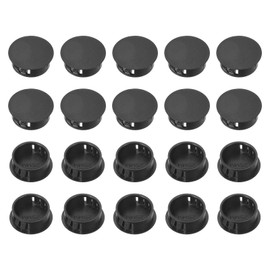 PATIKIL 25 mm/1" Plastic Hole Plugs, 20 Pack Flush Type Round Plug Snap in Hole Panel Tube Kitchen Cabinet Furniture Fencing Post Pipe Insert End Caps, Black