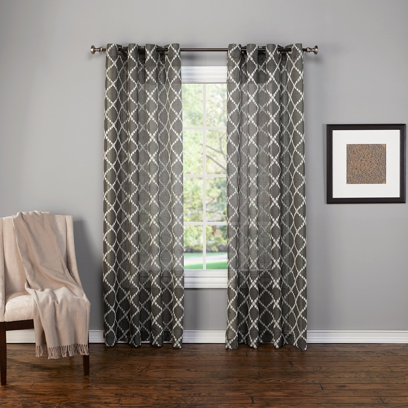 TWILL & BIRCH Juno Embroidered Sheer Grommet Panel