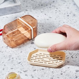 Travel Soap Case 2 Pack, Travel Soap Holder with Drain, Portable Bar Soap Box Travel Container for Traveling Home Camping Gym Dormitory (Style 1, 11.7 * 4.1 * 7.5CM)