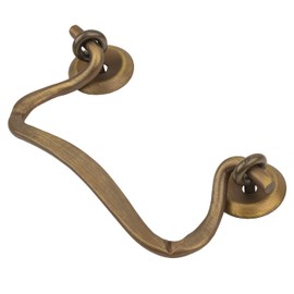 Victorian Antiqued Brass Drawer Bail Pull | Centers: 3" | Handle for Antique Cabinet Door, Dresser Drawer, Desk | Reproduction Furniture Hardware | UA-855-PAB