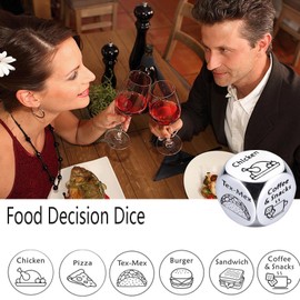 2 Pcs Anniversary Date Night Gifts for Couples Food Decision Dice Decider Valentines Day Gifts for Him Her Birthday for Boyfriend Girlfriend Husband Wife Funny Dice Gifts for Women Men