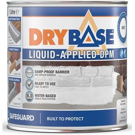 Drybase Liquid Damp Proof Membrane (1 Litre White) - Damp Proofing Paint for Interior & Exterior Walls and Floors. Waterproof Paint