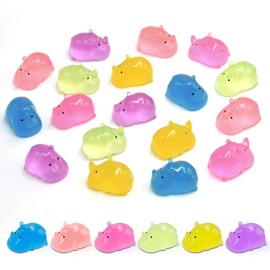 18 PCS Luminous Mini Rhino for Crafts Dollhouse Fairy Garden Decor Miniature Safari Animals Decor for Car Tiny Resin Animals for Micro Landscape Plant Pots