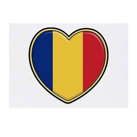 'Romania Flag Heart' Temporary Tattoo - Water Resistant, Skin-Safe, Non-Toxic Transfer (TO00062261)