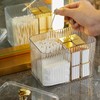 WIWIUXY Qtips Holder Bathroom Container,3-Section Cotton Ball/Swabs Dispenser,3 Grids Apothecary