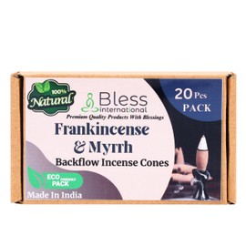 Bless-International Frankincense-and-Myrrh-100%-Natural-Incense-Backflow-Cones-for-Waterfall Handmade-Organic-Chemicals-Free for-Purification-Relaxation-Positivity-Meditation The-Best-scents-20-Count