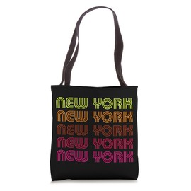 Retro State of New York Inline Font Disco Neon Vintage Tote Bag