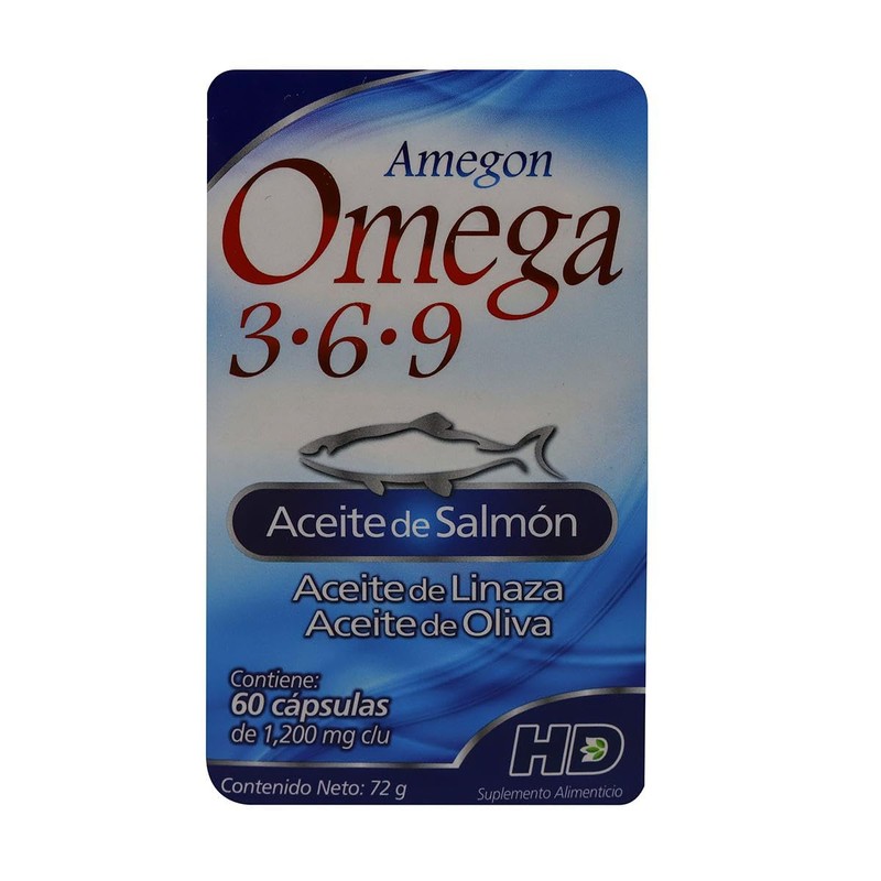 Amegon Omega 3 6 9 Aceite de Salmón con Aceite