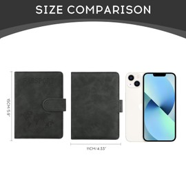 ILIYAH Passoport Cover UK Leather Passport Holder Tavel Wallet Brithsh Passport Case RFID Blocking with Card Slots Magnetic Closure(Black)