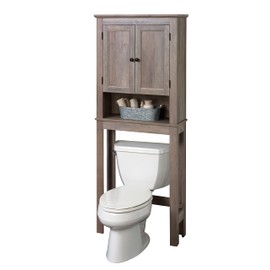 Zenna Home Over The Toilet Storage Cabinet, Wooden Bathroom Storage Organizer with 2 Doors and 3 Adjustable Shelves, Bathroom Space Saver That Fits Above Toilet, Dstressed Gray