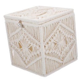 Ciieeo Woven Tissue Box Cover Rope Stylish Macrame Tissue Holder for Home Office and Bathroom Decor for Easy Storage