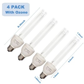 BAIMNOCM 4 Pack 25 Watt UV Light Bulb with Ozone, UVC Lamp, 185nm/254nm lamp for Home E26 Base 4 Count