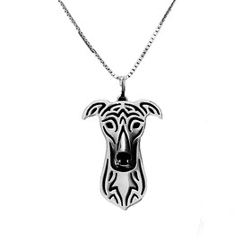 Greyhound Dog Necklace for Women by Ginger Lyne | White Gold Plated Pendant and 20 Inch Box Chain for Her Animal Pet Jewelry Gift for Dog Mom