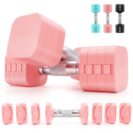 Adjustable Dumbbell Set of 2, 4 in 1 Free Weight Weights Set for Women,men at Home Workouts, 10 lb Weights Dumbbells Set of 2, Each 4lb 6lb 8lb 10lb with for Home Gym Exercise Training(Pink)