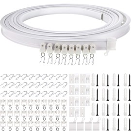 Jetec Curtain Tracks Ceiling Flexible Curtain Track Bendable Rail Curved Wall Mounted for Living Room Bedroom Divider Rod RV(5 Meter/ 16.4 Feet,White)