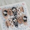 Black Ribbon Meow's Handmade Nail Tips - Square S /