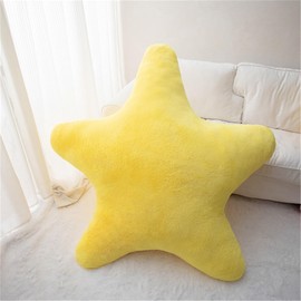 Cuddly Cushion Children's Star Cushion, Soft Fluffy Star Shape Decorative Cushion Sofa Cushion, Plush Cushion, Decorative Cushion for Girls and Boys, Home Bedroom Decoration (Yellow, 18 cm)